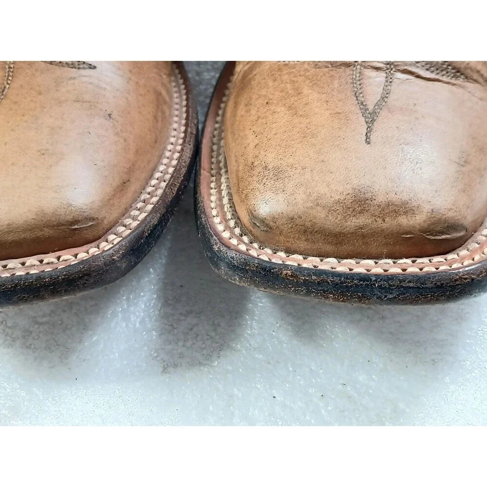 Nocona Men’s Cowboy Boots 8.5 D Brown Leather Orange Shaft USA Western